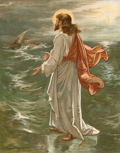 Christus loopt op het water door John Lawson